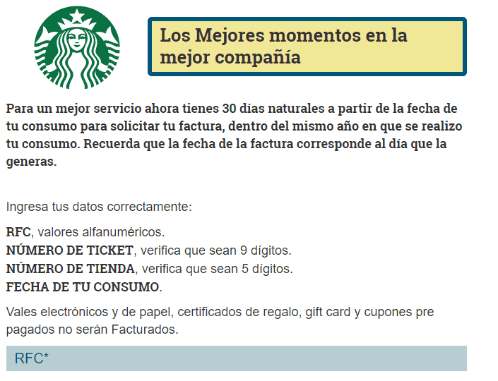 starbucks facturación