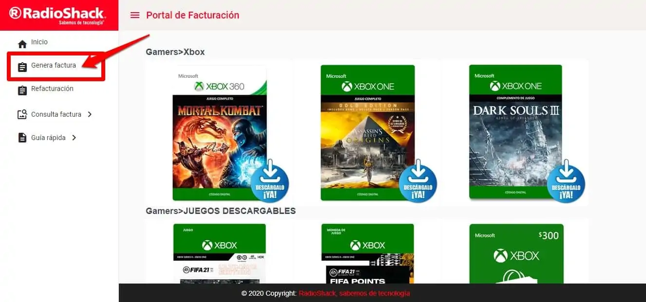 RadioShack Facturación Como facturar en Línea