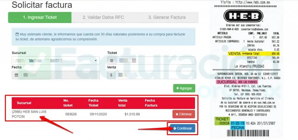 Facturación HEB
