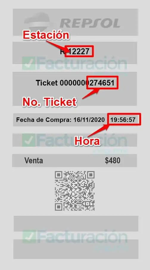 Ticket para Factura Repsol
