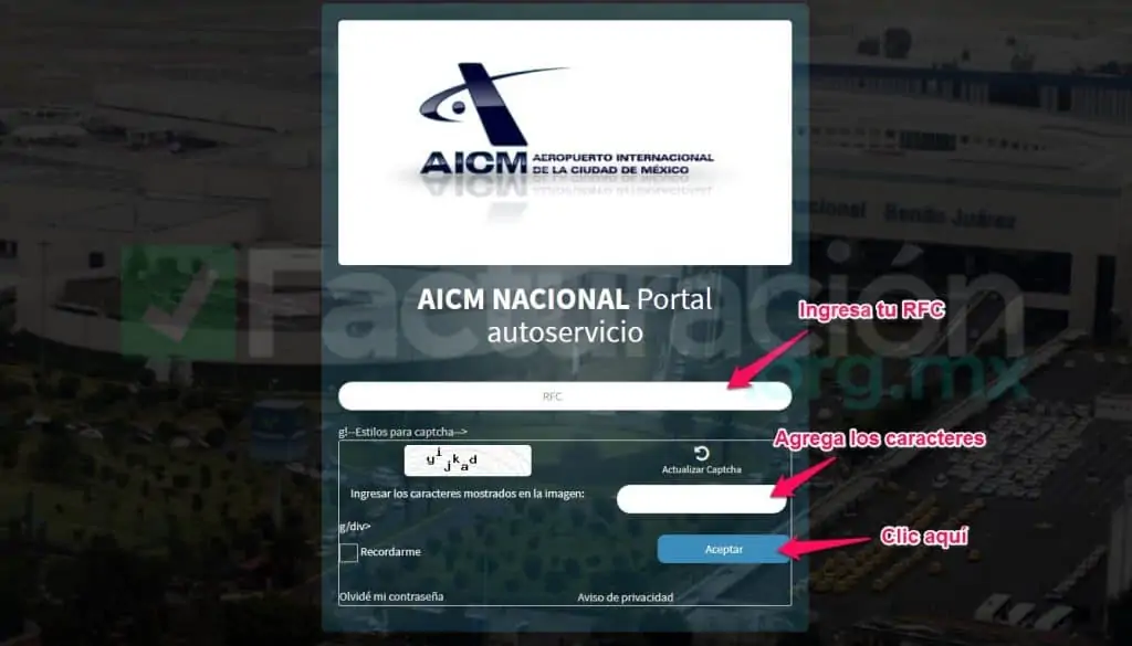Facturación estacionamiento aeropuerto