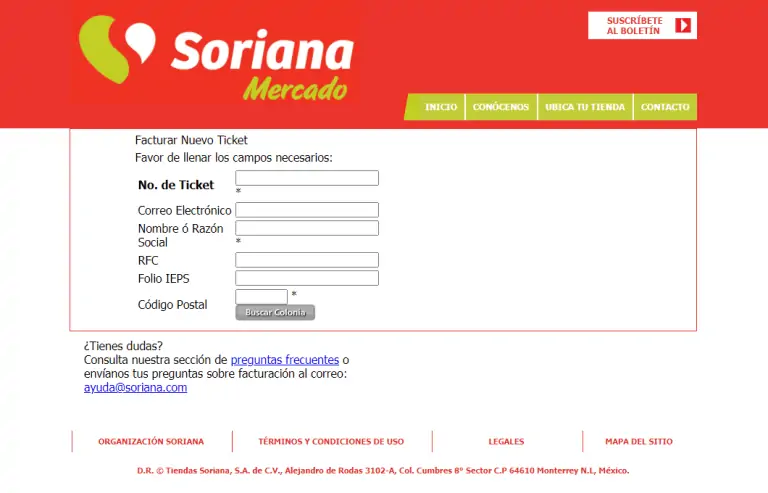 Soriana Mercado Facturación Electrónica. Factura Tus Tickets