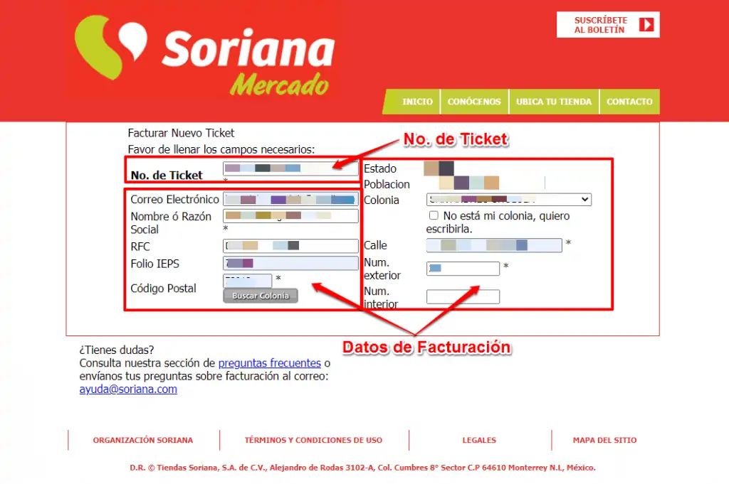 Facturación Soriana Mercado