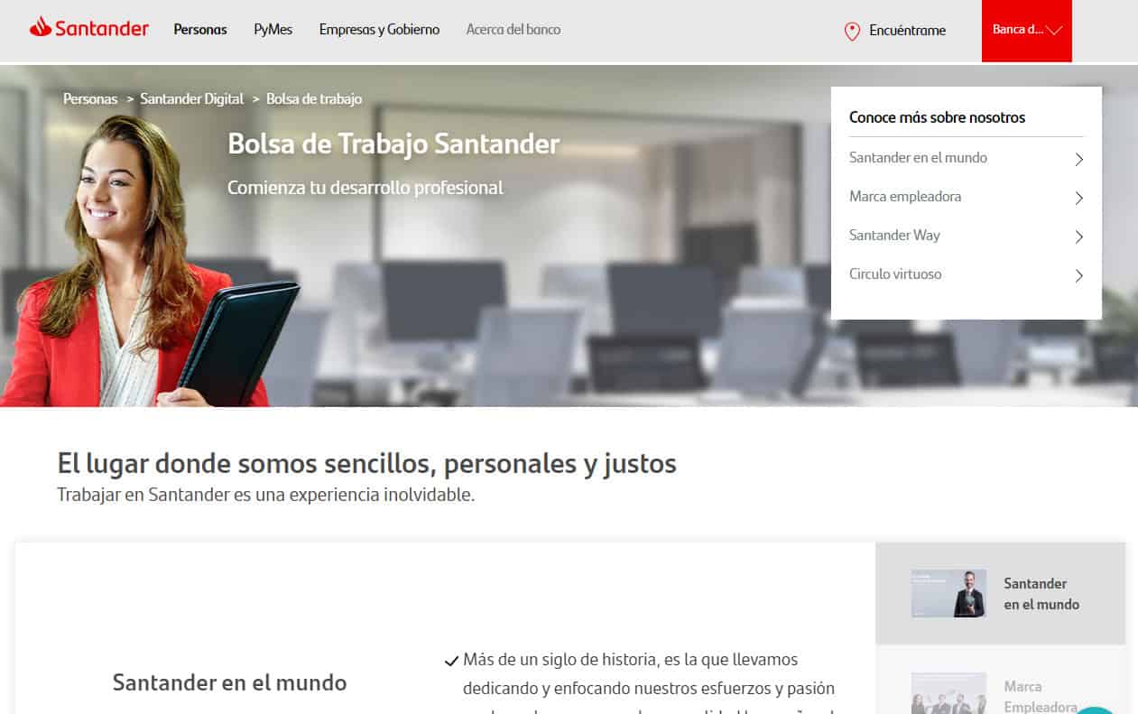 Bolsa de trabajo Santander