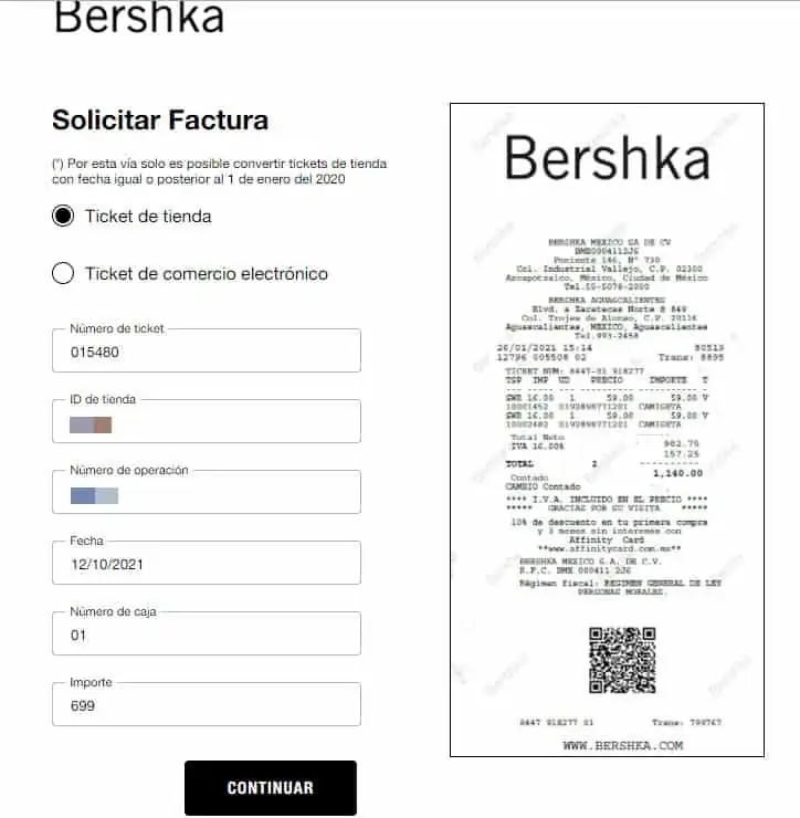 Bershka Facturación. Como Facturar en línea tu compra