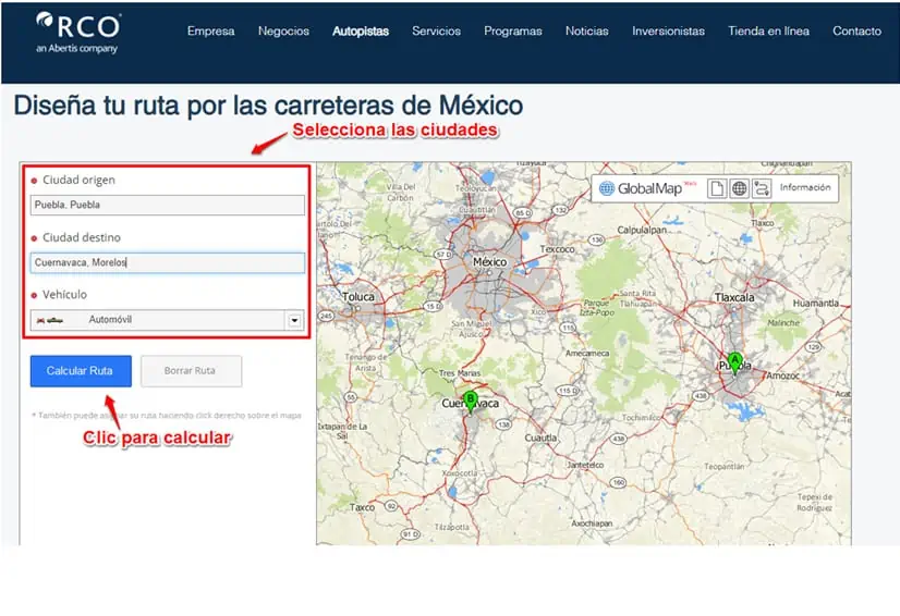 Costo de Casetas de Cobro en México-Red vía corta