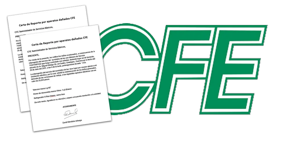 Carta a CFE por daños