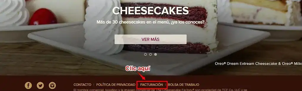 Sistema de facturación cheesecake factory