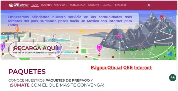 Página oficial de CFE Internet