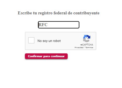 Ingresa tu RFC, da clic en “no soy un robot” y presiona el botón de Confirmar para continuar.